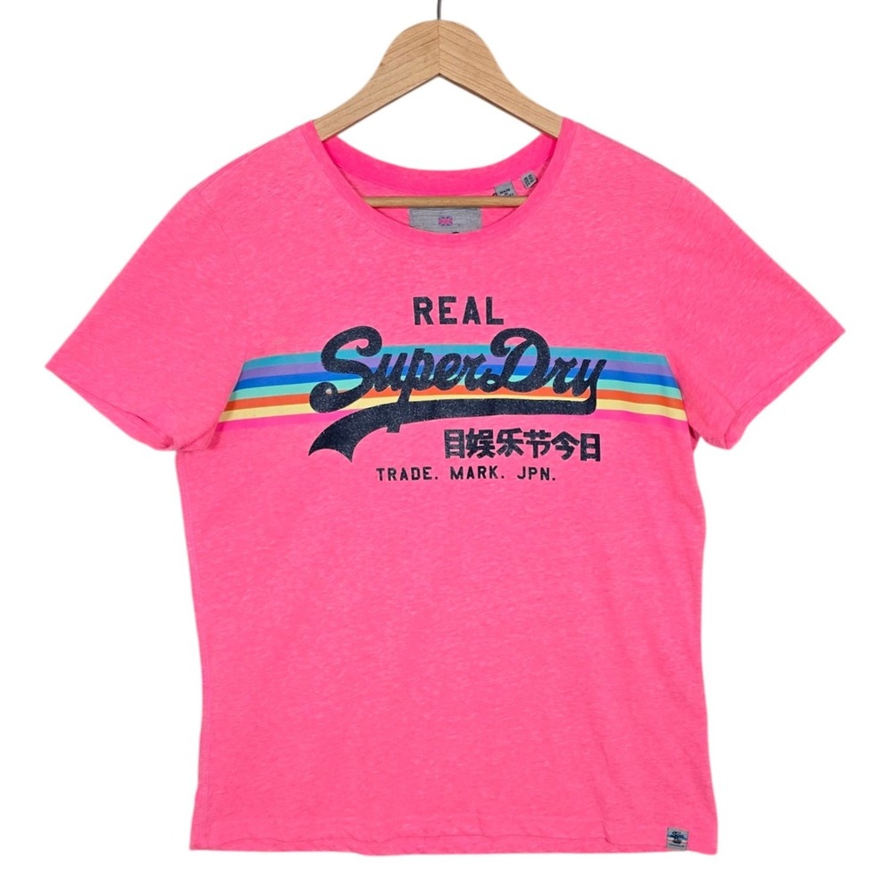 Superdry Women's Real Superdry Rainbow Logo Graphic Tee Pink 10
